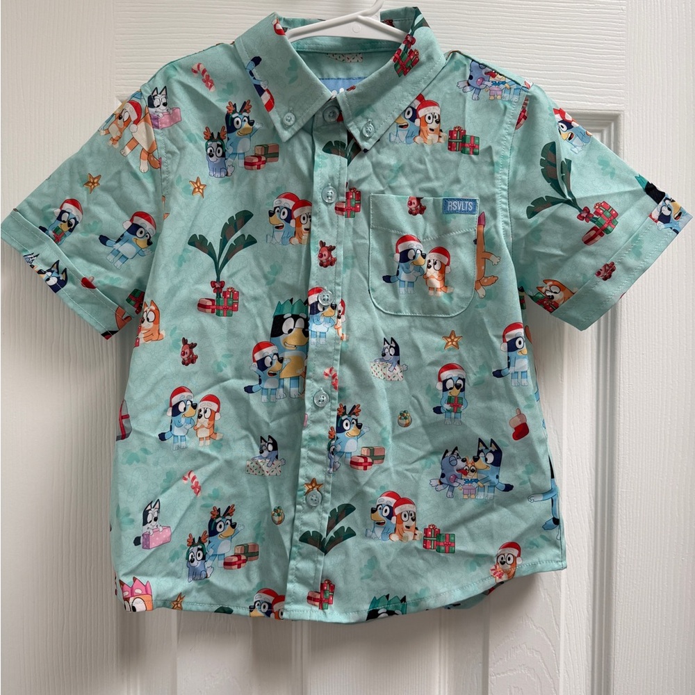 RSVLTS Kids Bluey Christmas button up shirt